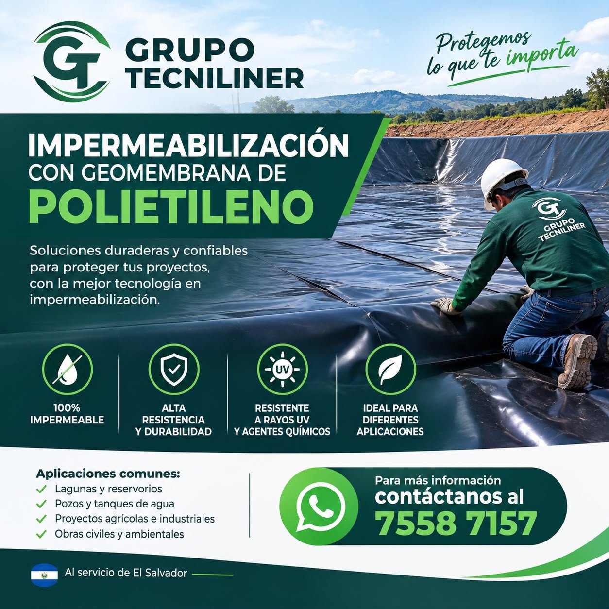 Instalación de geomembrana HDPE